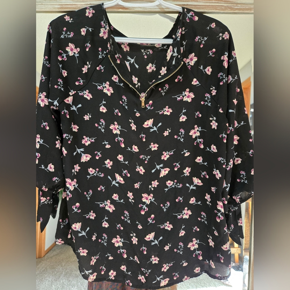 Floral Black Women's Blouse